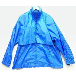 Eddie Bauer Women's Windbreaker Hooded Jacket Long Sleeve Size L Blue Outdoor